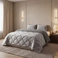 Royal Textile Sleeptime : Peluche douce "Lazy Teddy", couleur taupe/gris, dimensions : 240x200 cm + 2 coussins de 60x70 cm