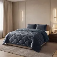 Royal Textile Sleeptime : Peluche doudou "Lazy Teddy" / Velours anthracite, dimensions : 240x200 cm + 2 coussins de 60x70 cm