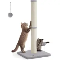 Markenlos Arbre à chat de 85 cm de haut, avec poteau à gratter et jouets en peluche - Gris colombe