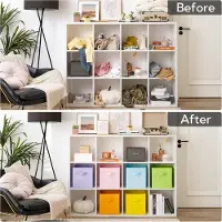 Markenlos Lot de 6 boîtes de rangement - en tissu et pliables, dimensions 26,7 x 26,7 x 28 cm, avec poignée et idéales pour l'organisation