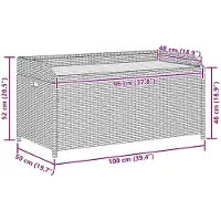vidaXL Banc avec espace de rangement noir 100x50x52 cm Poly rotin acacia