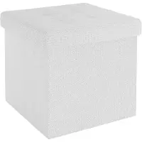 Markenlos Coussin de sol pliable avec rangement, 30x30x30 cm - Repose-pieds multifonctionnel et boîte de rangement en blanc
