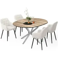 Vicco Ensemble de table à manger Loyd Chêne rustique/Gris 120x120cm avec 4 chaises de salle à manger (beige), Model 62777