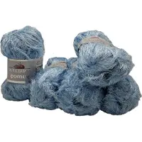 Markenlos Laine à tricoter à franges - Bleu clair 60051