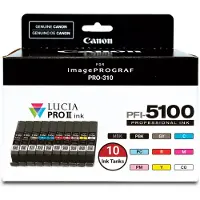 Canon PFI-5100 Cartouche d'encre MBK/PBK/C/M/Y/PC/PM/R/GY/CO Multipack 10 couleurs