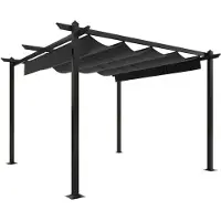 Selius Pavillon de jardin avec toit rétractable - 3 x 3 mètres - Acier revêtu par poudre - Anthracite - Résistant à l'eau