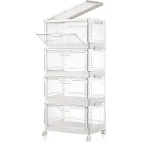 Merkloos Lot de 4 boîtes de rangement transparentes empilables avec couvercle, 23 litres
