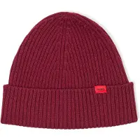 HUGO Bonnet en laine vierge avec étiquette logo