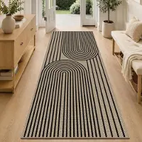 Sonstiges Tapis de couloir, cuisine, 80x200 cm, aspect jute, lavable, avec une ligne noire