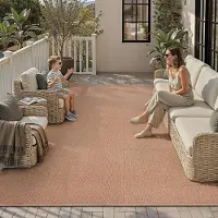 Sonstiges Tapis d'extérieur résistant aux intempéries, 200x300 cm, couleur marron, lavable, forme rectangulaire, aspect jute