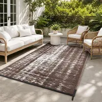 Treeboy Tapis d'extérieur, résistant aux intempéries, idéal pour le camping, le balcon ou la terrasse, coloris café et blanc, dimensions 120x180 cm