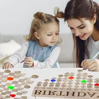 Markenlos Calendrier de naissance en bois avec étiquettes – Décoration murale à réaliser soi-même pour commémorer les anniversaires et offrir en cadeau aux mamans