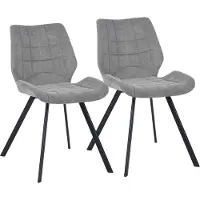 Dripio Ensemble de deux chaises de salle à manger, couleur grise, pieds en acier, design scandinave