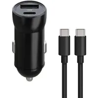 MaXlife Chargeur de voiture PD QC MXCC-04 1x USB-C 1x USB 20W noir + câble USB-C vers USB-C 60W