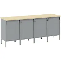 vidaXL Table de travail avec 4 tiroirs, rouge et gris, 200 x 55 x 85 cm