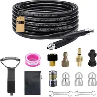 Merkloos Kit de tuyau de nettoyage haute pression, 400 bars, avec adaptateur et buses