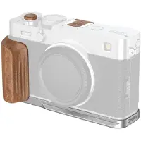 SmallRig 5984 L-Shaped Mount Plate with Wooden Handle for FUJIFILM X-E5, Rosewood / Silver