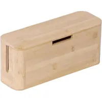 Relaxdays Boîte à câbles pour multiprise, en bambou, avec couvercle magnétique, HBT 14,5 x 34 x 11 cm, pour dissimuler les câbles, boîte pour multiprise, couleur naturelle