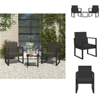 vidaXL Ensemble de salon de jardin 3 pièces avec coussins noir poly rotin