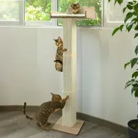 Merkloos Barre d'armoire pour chats, poteau à gratter en sisal, 135,9 cm, réglable, avec panier pour chat