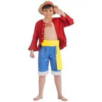 Chaks One Piece - Luffy - Deguisement Taille 140 Cm - 4 Accessoires