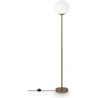 Maytoni Lampadaire, métal couleur laiton, verre blanc mat, H 155cm