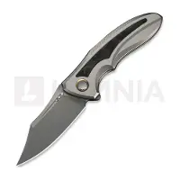 We Knife Couteau pliant Varg, Gray Titanium & Black/Yellow CF, Stonewash