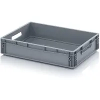 Merkloos Boîte de rangement en plastique gris, dimensions 60 x 40 x 12 cm, empilable