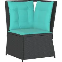 vidaXL Canapé d'angle de jardin avec coussins, noir, en polyrotin