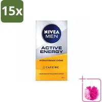 Nivea 15 x Crème hydratante pour le visage MEN Active Energy, enrichie en caféine - 50 ml - Pack économique - 15 pièces