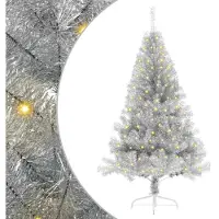 vidaXL Sapin de Noël artificiel pré-éclairé Argent 120 cm PET