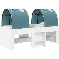 vidaXL Lit avec tunnel, 3 pièces, blanc et bleu clair, en panneaux de particules
