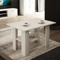 Home Collective Table basse avec plateau Table avec surface mate, table d'appoint largeur 87 cm Loft Design 1 plateau pour un espace de rangement supplémentaire blanc