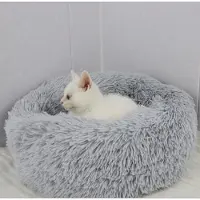 Home Collective Lit en peluche antidérapant avec parois latérales, animaux domestiques jusqu'à 2,5 kg, 40 cm de diamètre, petit, lit pour chien, lit pour chat gris clair