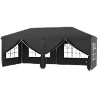 Bolt Tente de réception avec parois latérales - 300x600cm - Tente pliante - Noir - Easy-up - Pavillon - Résistant à l'eau et aux intempéries - Réglable en hauteur