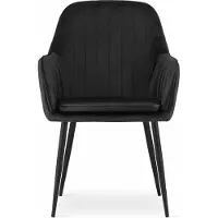 Home Collective Chaise de salle à manger Chaise de cuisine Chaise de bureau Matériau d'assise en velours avec pieds métalliques noirs, charge d'assise de 120 kg, assise noire, pieds noirs 1 chaise