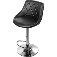 Home Collective Tabouret de bar Tabouret de cuisine avec dossier, repose-pieds, réglable en hauteur, pivotant à 360°, tabouret de bar chaise de bar similicuir noir et piétement chromé