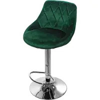 Home Collective Tabouret de bar Tabouret de cuisine avec dossier, repose-pieds, réglable en hauteur, pivotant à 360°, tabouret de bar velours vert et piétement chromé