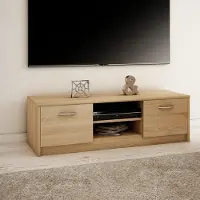 Home Collective Armoire TV 120cm de large Lowboard avec surface mate Table TV avec 2 portes et 1 étagère, en bois stratifié sonoma