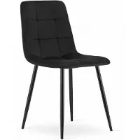 Home Collective Chaise de salle à manger Chaise de salon avec assise en velours et pieds métalliques noirs, charge maximale 120 kg - assise en velours noir