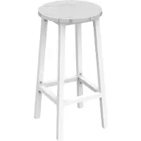 Home Collective Tabouret de bar Chaise de cuisine Chaise de comptoir Chaise de bar | Stable + peu encombrant avec repose-pieds | Panneau de particules & acier jusqu'à 100 kg de charge | Ø 32×H 65 cm Marbre/Blanc