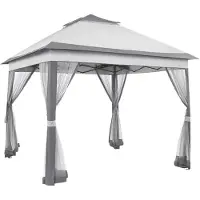 Bolt Abri de jardin 3,3x3,3m - Pavillon de jardin pop-up avec 4 moustiquaires amovibles - Résistant aux UV & à la pluie - Pliable avec double toit - Gris clair