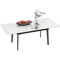 Bolt Table à manger Zenia – Rectangulaire – Extensible de 130 à 160 cm – Blanc brillant – 4 à 8 personnes