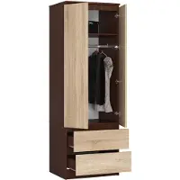 RAUMHIRSCH FURNITURE Armoire S60 60 cm, penderie à 2 portes et 2 tiroirs, finition brillante, hauteur 180 cm, modèle STAR