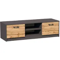 Home Collective Armoire TV 120cm de large Lowboard avec surface mate Table TV avec 2 portes et 1 étagère, en stratifié chêne graphite