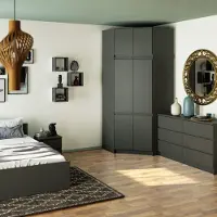 RAUMHIRSCH FURNITURE Armoire d'angle fonctionnelle avec élément supérieur, 9 compartiments et 6 portes