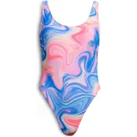 Superdry pour femme. W3010408A Maillot de bain imprimé avec dos plongeant multicolore (L), Beachwear, Polister recyclé, Durable