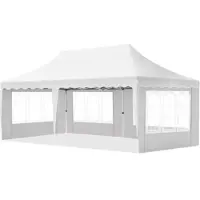 Bolt Tente de réception de luxe - Tente pliante avec parois latérales - 300x600cm - Blanc - Easy-up - Pavillon - Résistant à l'eau et aux intempéries - Réglable en hauteur