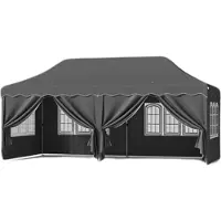 Bolt Tente pliante 3 x 6 m – Noir – Tente avec 6 parois latérales – Imperméable – UV50+ – Tente de jardin – Tente de réception