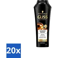 GLISS 20 flacons de shampooing Kur Ultimate Repair pour cheveux abîmés, 250 ml - Pack économique - 20 pièces